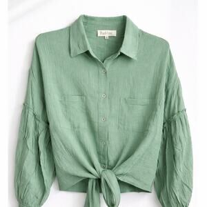 New Peach Love California Light Green Blouse Gauze Muslin Size Large